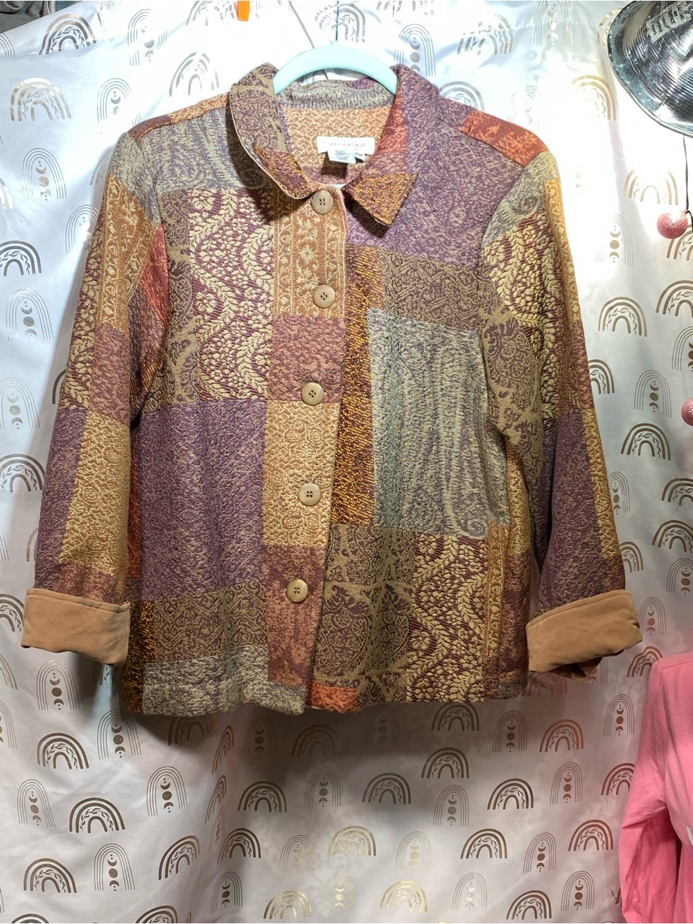 Coldwater Creek Multi-Color Patchwork Button-Front Shirt Jacket